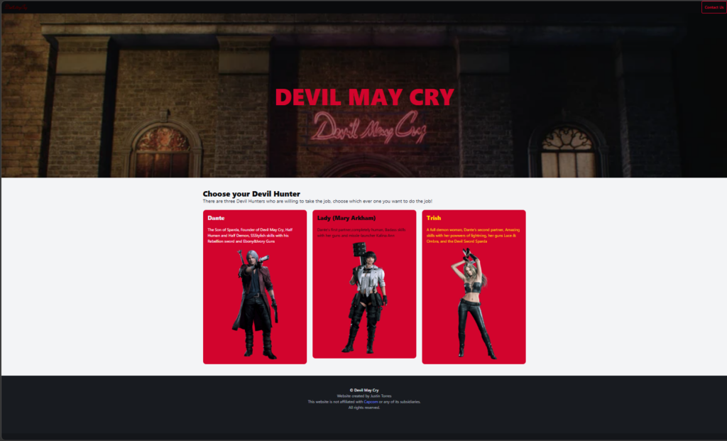 Devil May Cry Website